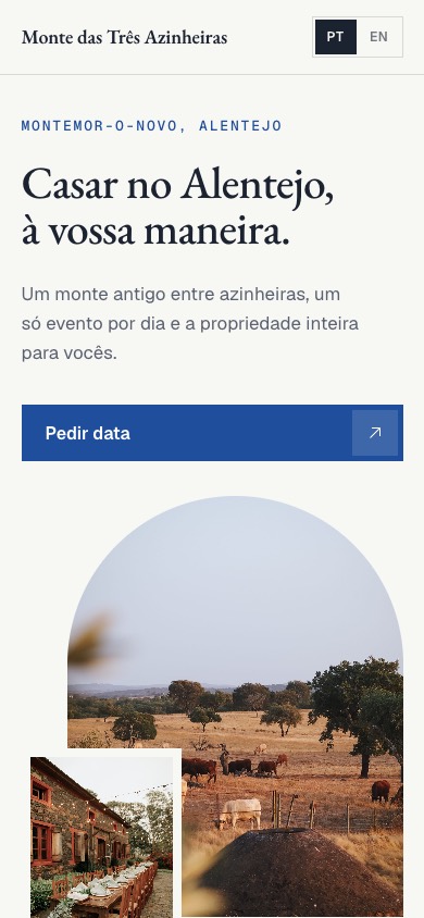 O conceito Monte das Três Azinheiras visto num telemóvel